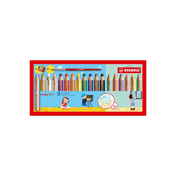 STABILO - Crayon multi-talents Woody 3 en 1 - Jaune pastel